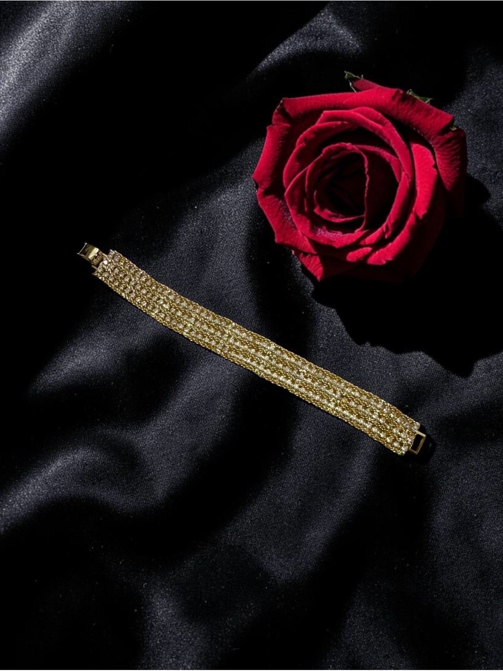 Vintage Gold-Tone Crystal Multi-Row Tennis Bracelet
